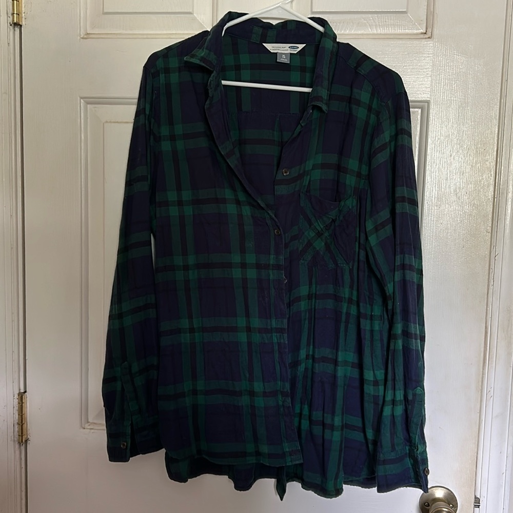 Blue and Green Plaid Button Down